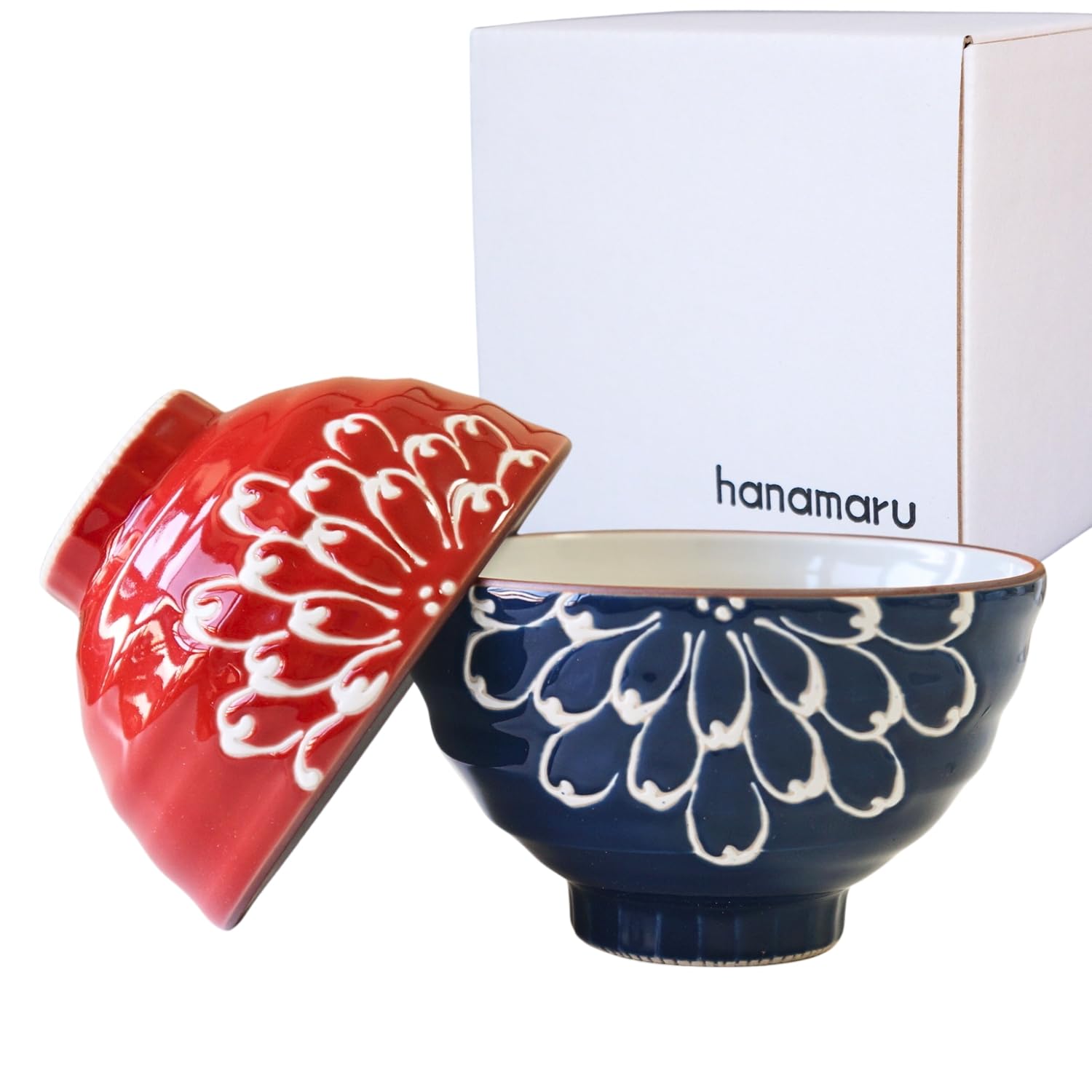 Amazon | 波佐見焼 茶碗 一珍菊 ペア セット ギフトBOX入 夫婦 茶わん